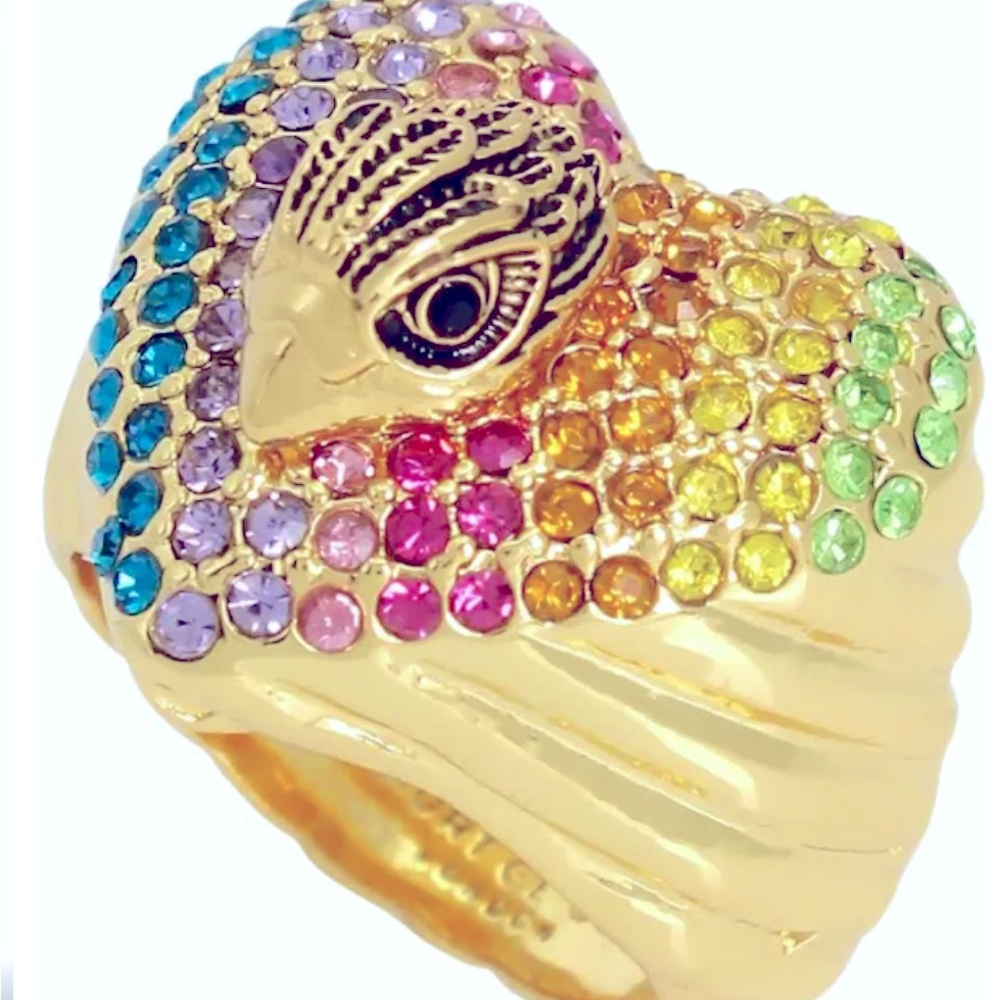 NWT KURT GEIGER Rainbow Heart Cocktail Ring size 9 - Picture 3 of 9